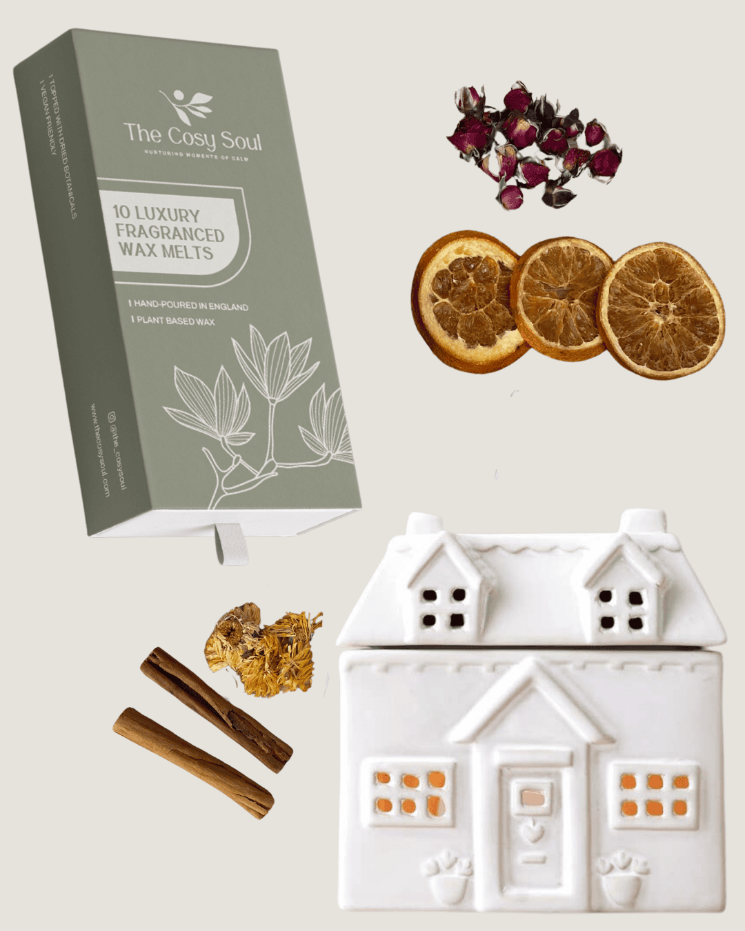 Ceramic House Burner with The Cosy Soul Wax Melts Special Offer Set