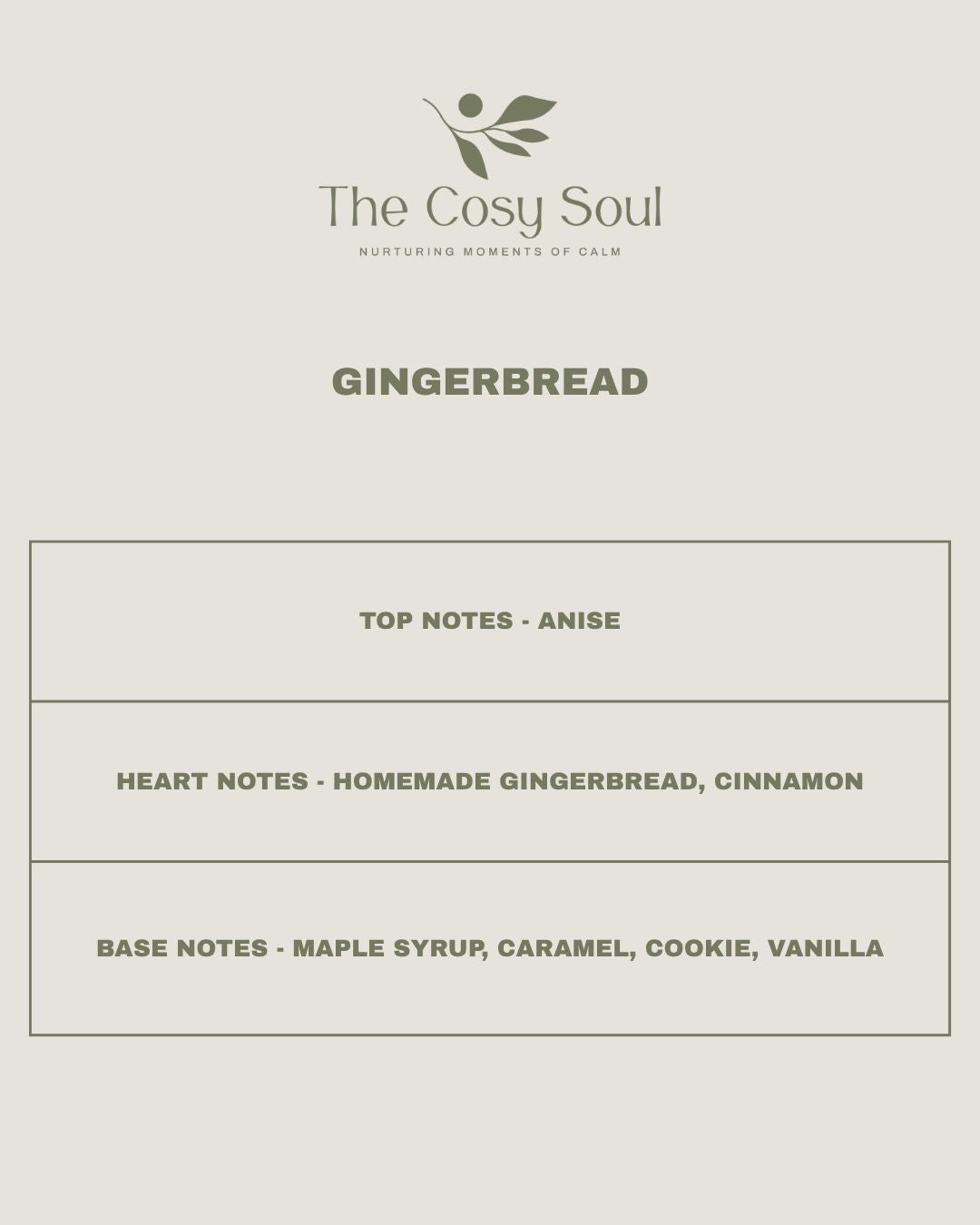 'Gingerbread' by 'The Cosy Soul' with fragrance notes.