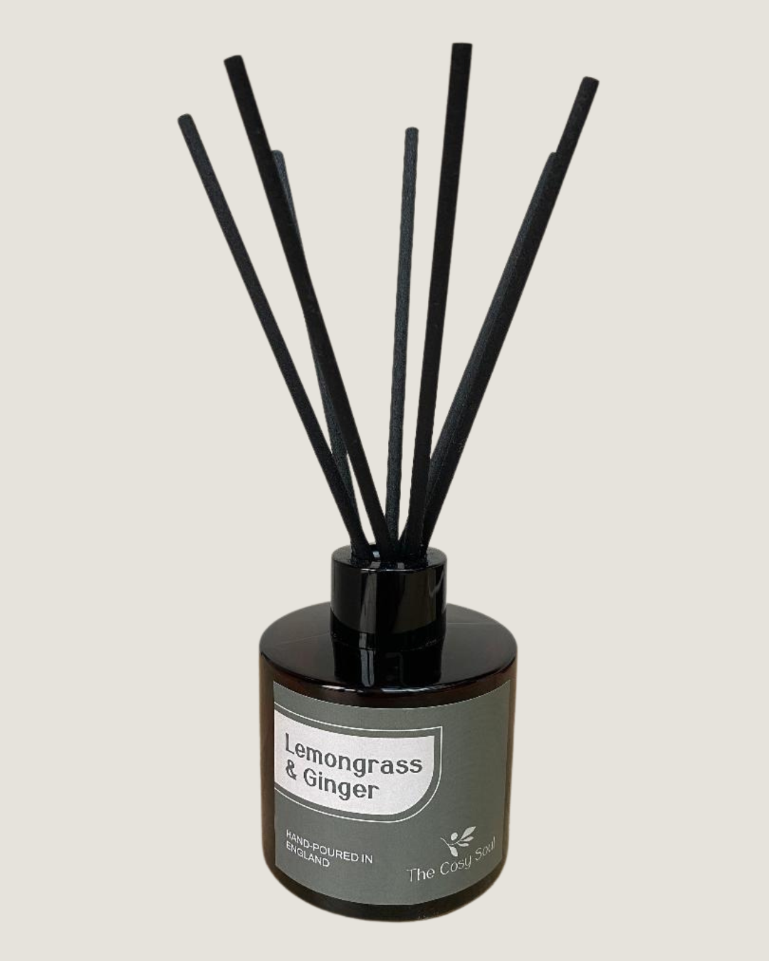 The Cosy Soul Diffuser with black reeds scented Lemongrass & Ginger