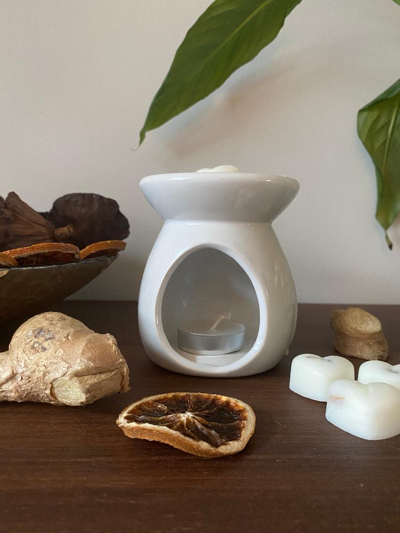 The Cosy Soul Lemongrass and Ginger Wax Melts with dried lemon and ginger